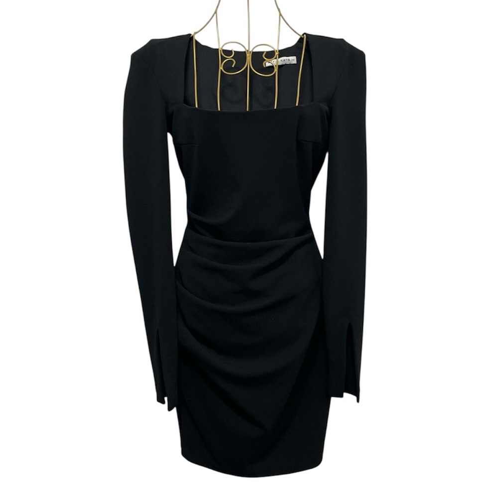 EFFIE KATZ Donna Dress Long Sleeve Ruched Mini Size XS